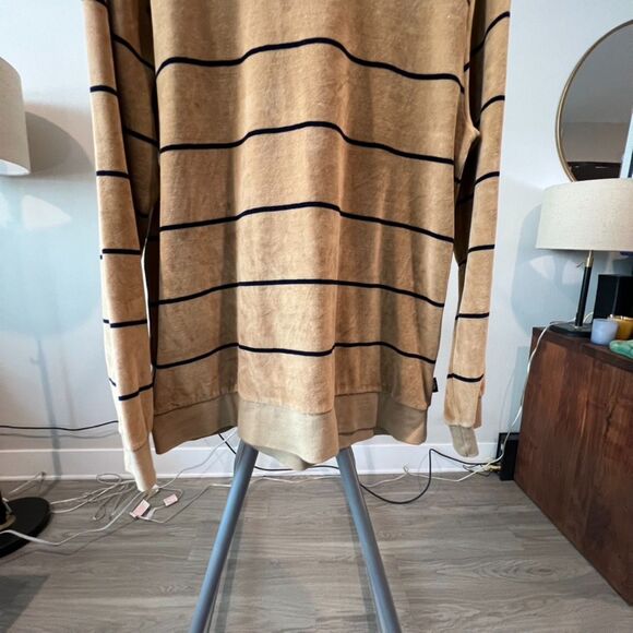 Stussy - Striped Velour LS Tee (#1140071) - Tan, Black - Picture 5 of 7